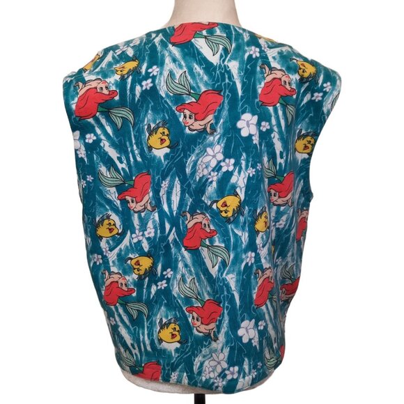 Vintage 90s Disney Little Mermaid Ariel Vest Size L Blue Full Zip Handmade - Picture 6 of 7